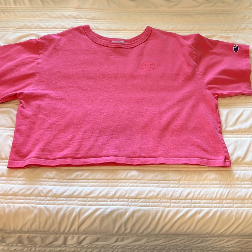 Hot Pink Champion Cropped Shirt